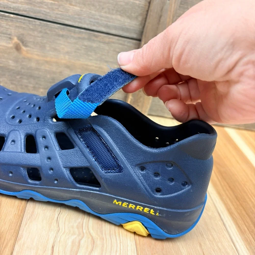 Merrell Kids Unisex Hydro Canyon Sneaker Sandal Blue & Yellow Sz 3